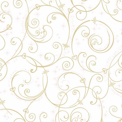 York Wallcovering Disney Princess Perfect Scroll Wallpaper Gold/Glitter