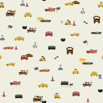 York Wallcovering Disney and Pixar Cars Racing Spot Wallpaper Cream