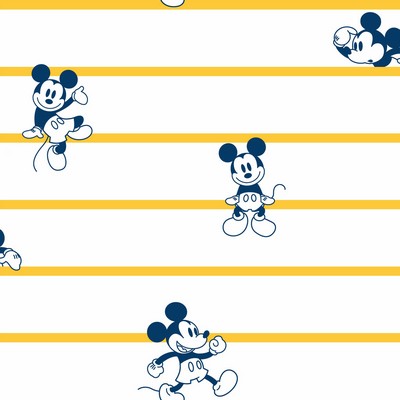 York Wallcovering Disney Mickey Mouse Stripe Wallpaper Yellow