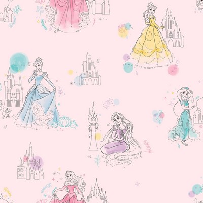 York Wallcovering Disney Princess Pretty Elegant Wallpaper Pink