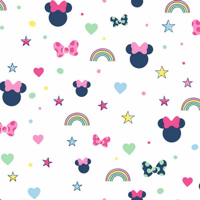 York Wallcovering Disney Minnie Mouse Rainbow Wallpaper Pink