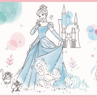 York Wallcovering Disney Princess Pretty Elegant Border Wallpaper Border Blue/Pink/Green