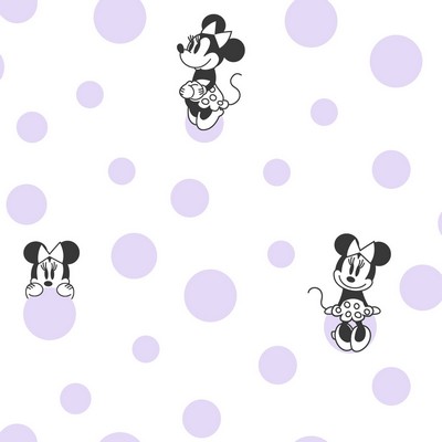 York Wallcovering Disney Minnie Mouse Dots Wallpaper Purple