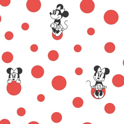 York Wallcovering Disney Minnie Mouse Dots Wallpaper Red