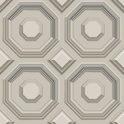 York Wallcovering Coffered Octagon Wallpaper Taupe