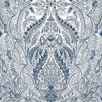 York Wallcovering Jaipur Paisley Damas Wallpaper Mural Blue/White