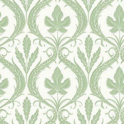 York Wallcovering Adirondack Damask Wallpaper Green/White