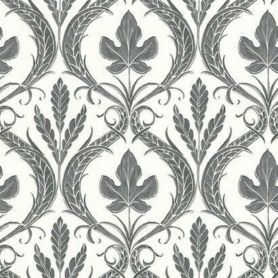 York Wallcovering Adirondack Damask Wallpaper Black/White
