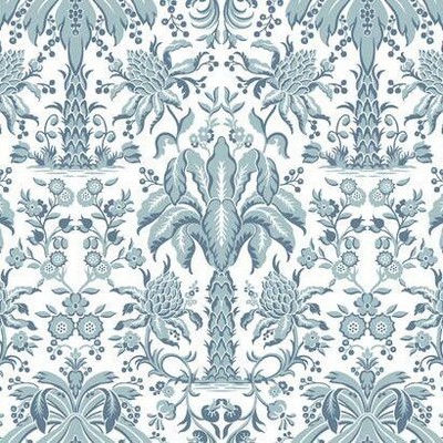 York Wallcovering Palmetto Palm Damask Wallpaper Blue