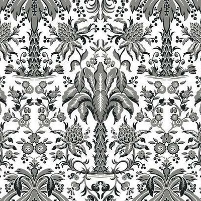 York Wallcovering Palmetto Palm Damask Wallpaper Black