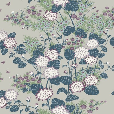 York Wallcovering Chinese Floral Wallpaper Teal
