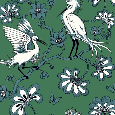 York Wallcovering Egrets Wallpaper Green