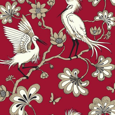 York Wallcovering Egrets Wallpaper Red