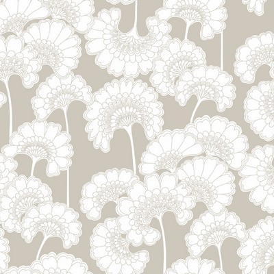 York Wallcovering Japanese Floral Wallpaper Taupe