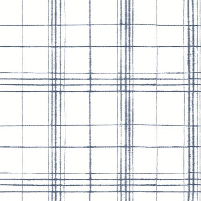 York Wallcovering Farmhouse Plaid Wallpaper Navy/White