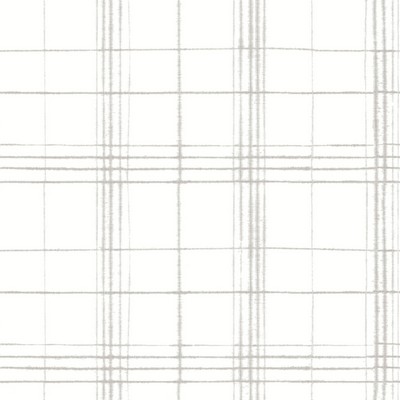 York Wallcovering Farmhouse Plaid Wallpaper Linen/White