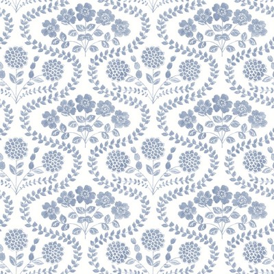 York Wallcovering Folksy Floral Wallpaper Blue/White