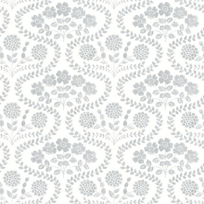 York Wallcovering Folksy Floral Wallpaper Gray/White