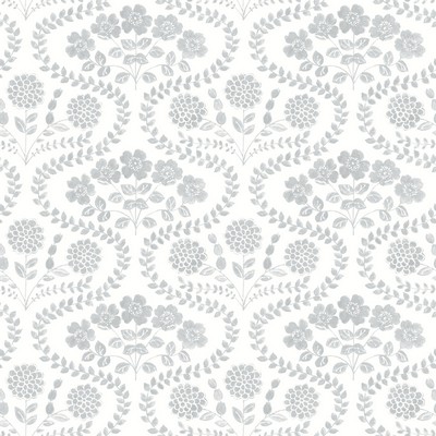 York Wallcovering Folksy Floral Wallpaper Gray/White