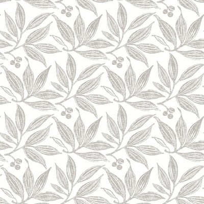 York Wallcovering Chokeberry Block Print Wallpaper Linen/White