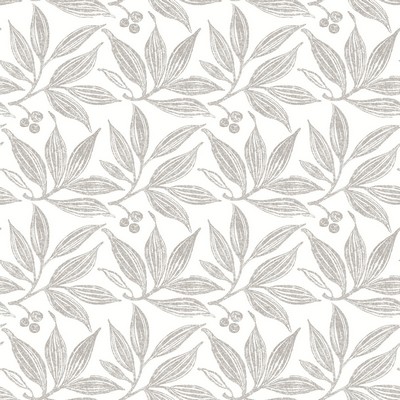 York Wallcovering Chokeberry Block Print Wallpaper Linen/White