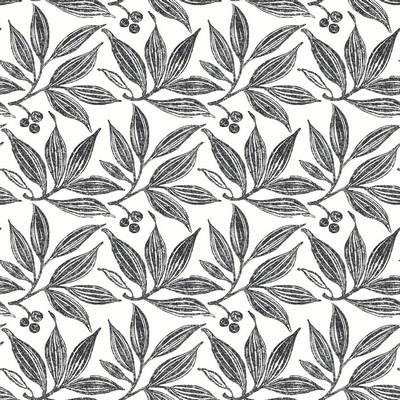 York Wallcovering Chokeberry Block Print Wallpaper Black/White