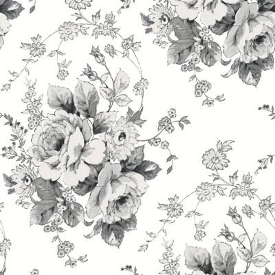 York Wallcovering Heritage Rose Wallpaper White/Black