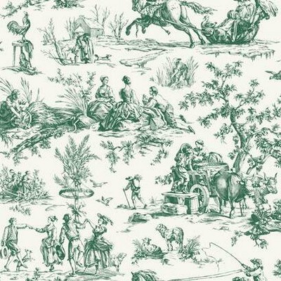 York Wallcovering Seasons Toile Wallpaper Dark Green