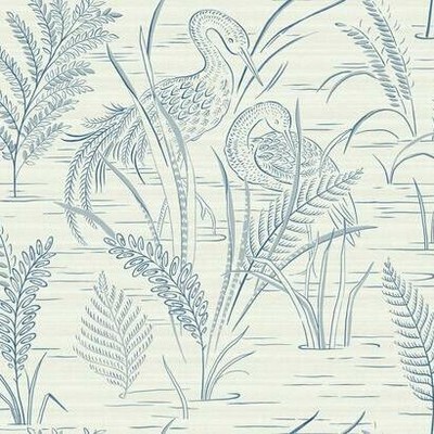 York Wallcovering Fernwater Cranes Wallpaper Blue