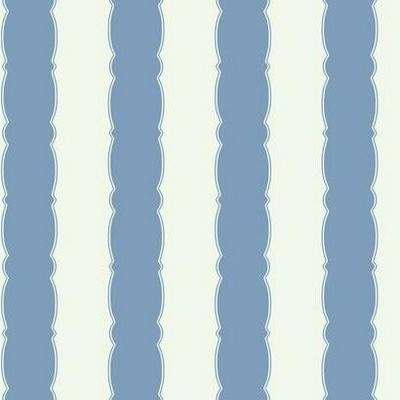 York Wallcovering Scalloped Stripe Wallpaper Blue