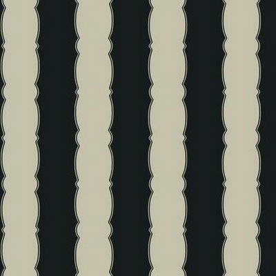 York Wallcovering Scalloped Stripe Wallpaper Black