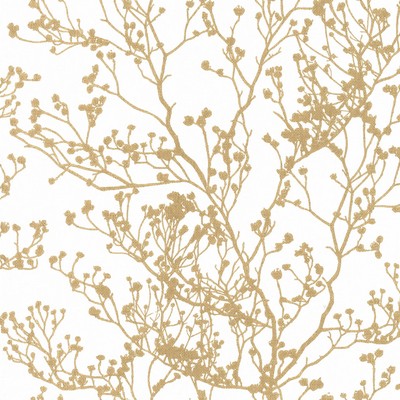 York Wallcovering Budding Branch Silhouette Wallpaper White/Gold