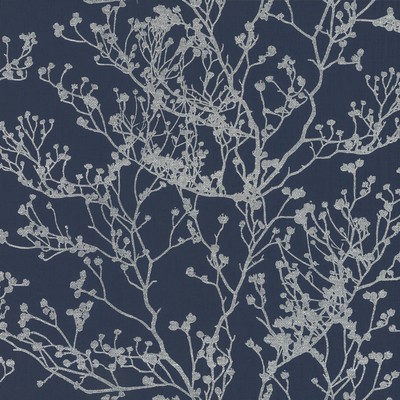 York Wallcovering Budding Branch Silhouette Wallpaper Navy