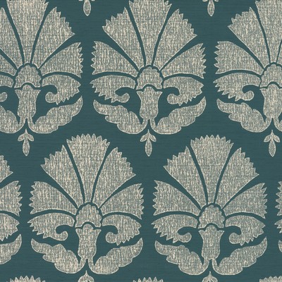 York Wallcovering Ottoman Fans Wallpaper Deep Teal/Cream