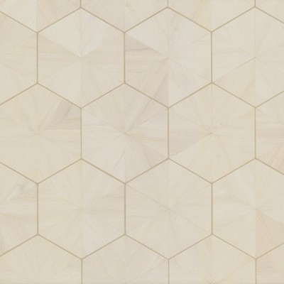 York Wallcovering Hexagram Wood Veneer Wallpaper Off White