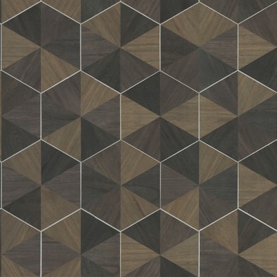 York Wallcovering Hexagram Wood Veneer Wallpaper Brown/Black