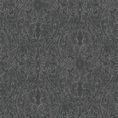 York Wallcovering Ascot Damask Wallpaper Black