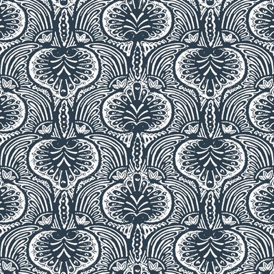 York Wallcovering Lotus Palm Wallpaper Navy
