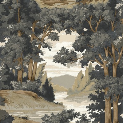 York Wallcovering Forest Lake Scenic Wallpaper Tan, Grey