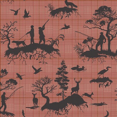 York Wallcovering Outdoorsmen Toile Wallpaper Red