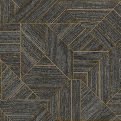 York Wallcovering Wood Geometric Wallpaper Black