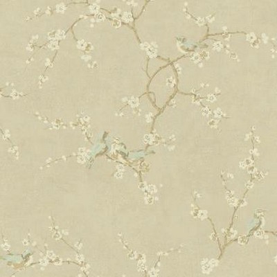 York Wallcovering Birds W/Blossoms Wallpaper Metallics
