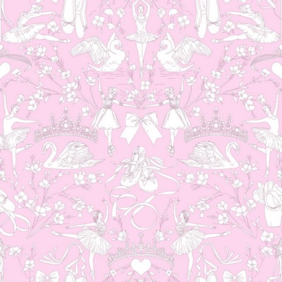 York Wallcovering Ballet Toile Wallpaper Orchid