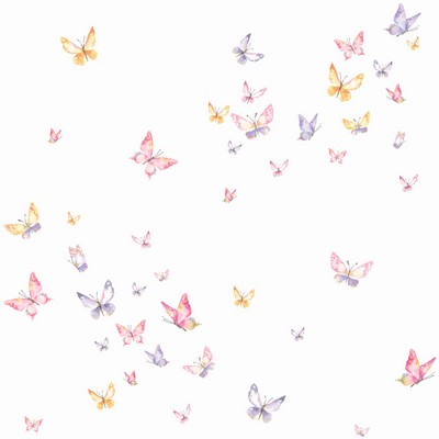 York Wallcovering Watercolor Butterflies Wallpaper Pink/Orange/Purple