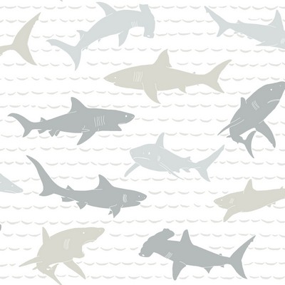 York Wallcovering Shark Charades Wallpaper Neutral