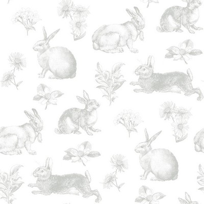 York Wallcovering Bunny Toile Wallpaper Grey