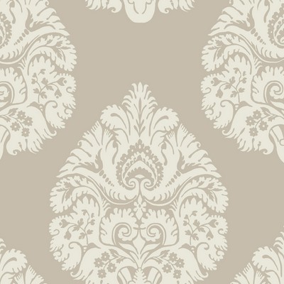 York Wallcovering Teardrop Damask Wallpaper Beige