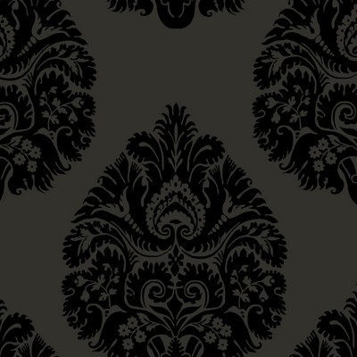 York Wallcovering Teardrop Damask Wallpaper Black