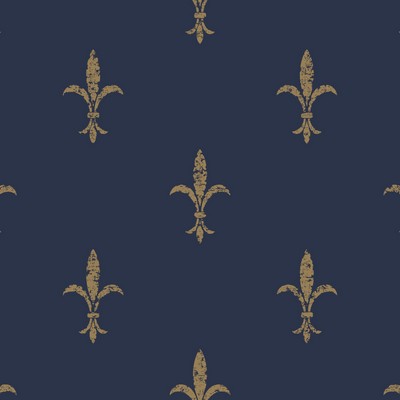 York Wallcovering Fleur De Lis Wallpaper Navy/Gold