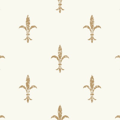 York Wallcovering Fleur De Lis Wallpaper White/Gold